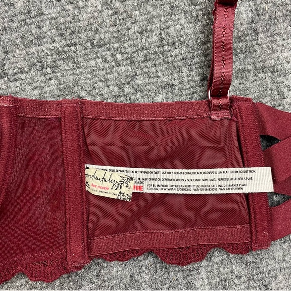 FREE PEOPLE Women’s Maroon Lace Underwire Bra size: 34C - Picture 6 of 6